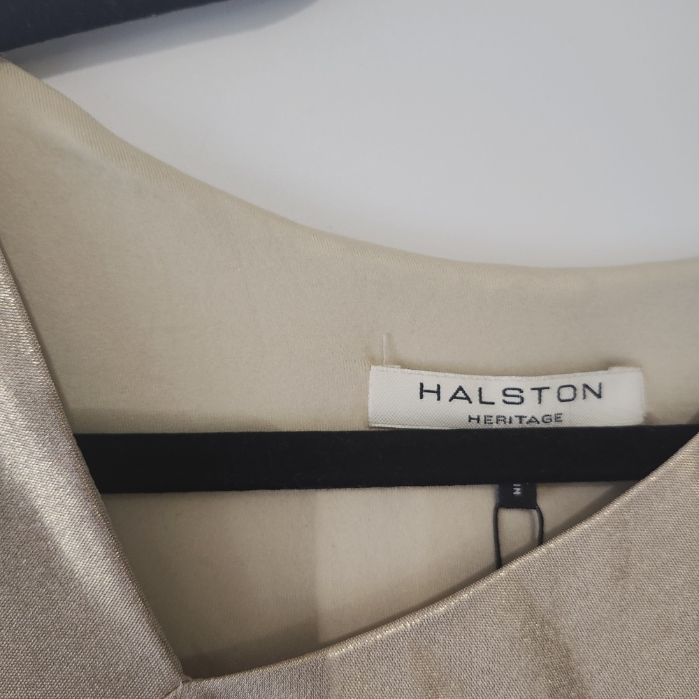 NWT Halston Heritage Gold Metallic Draped Gown Size Small - Picture 5 of 10
